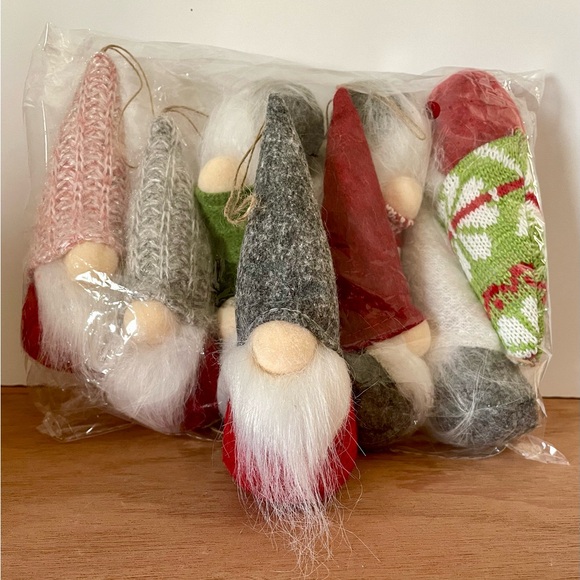 Gnome Ornaments, felted wool, 8” tall, set of 8 NEW - Picture 1 of 3